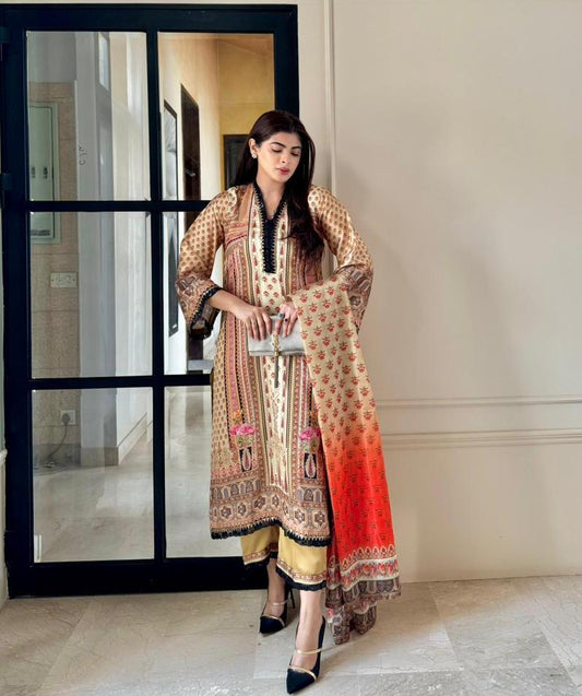 Gold 3pc Silk Suit