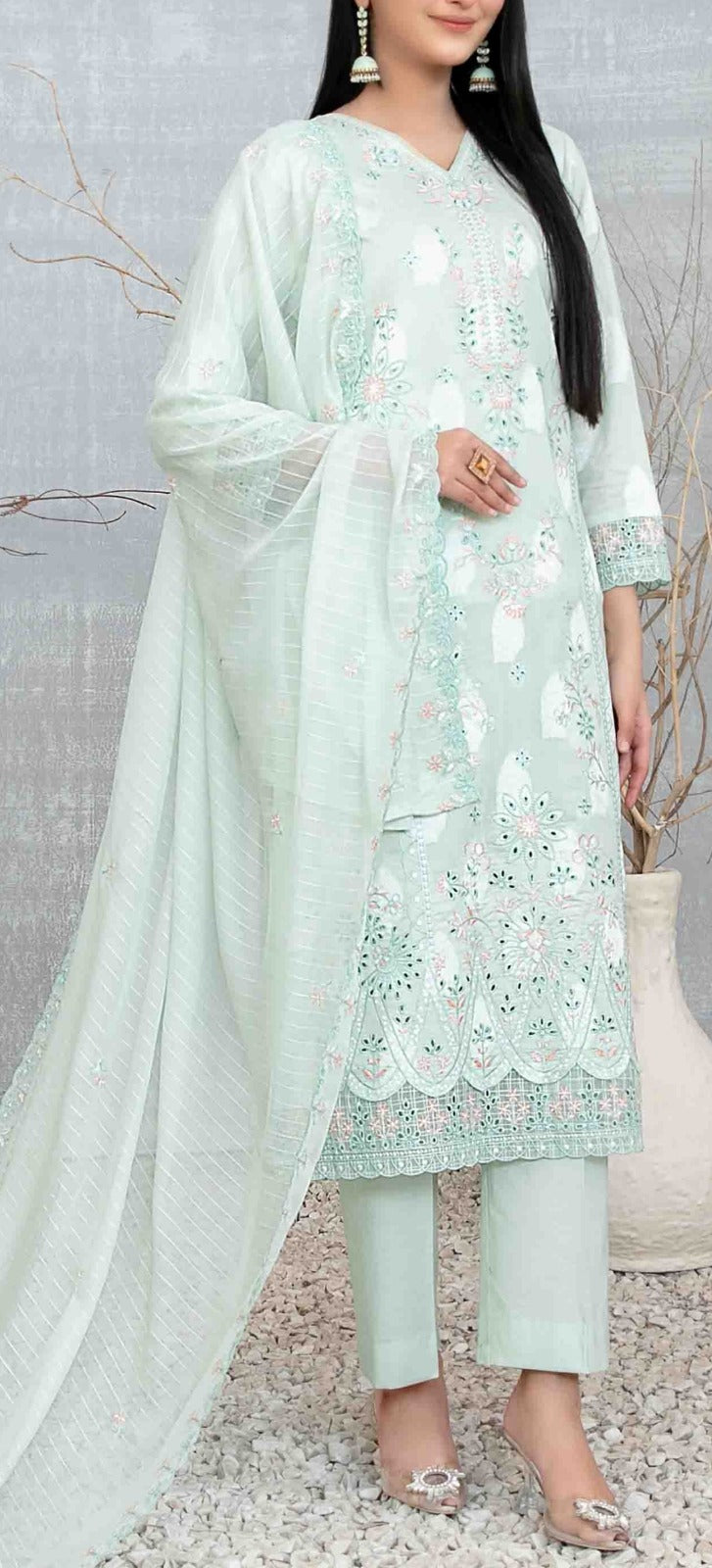 Sea Green 3pc Lawn Suit