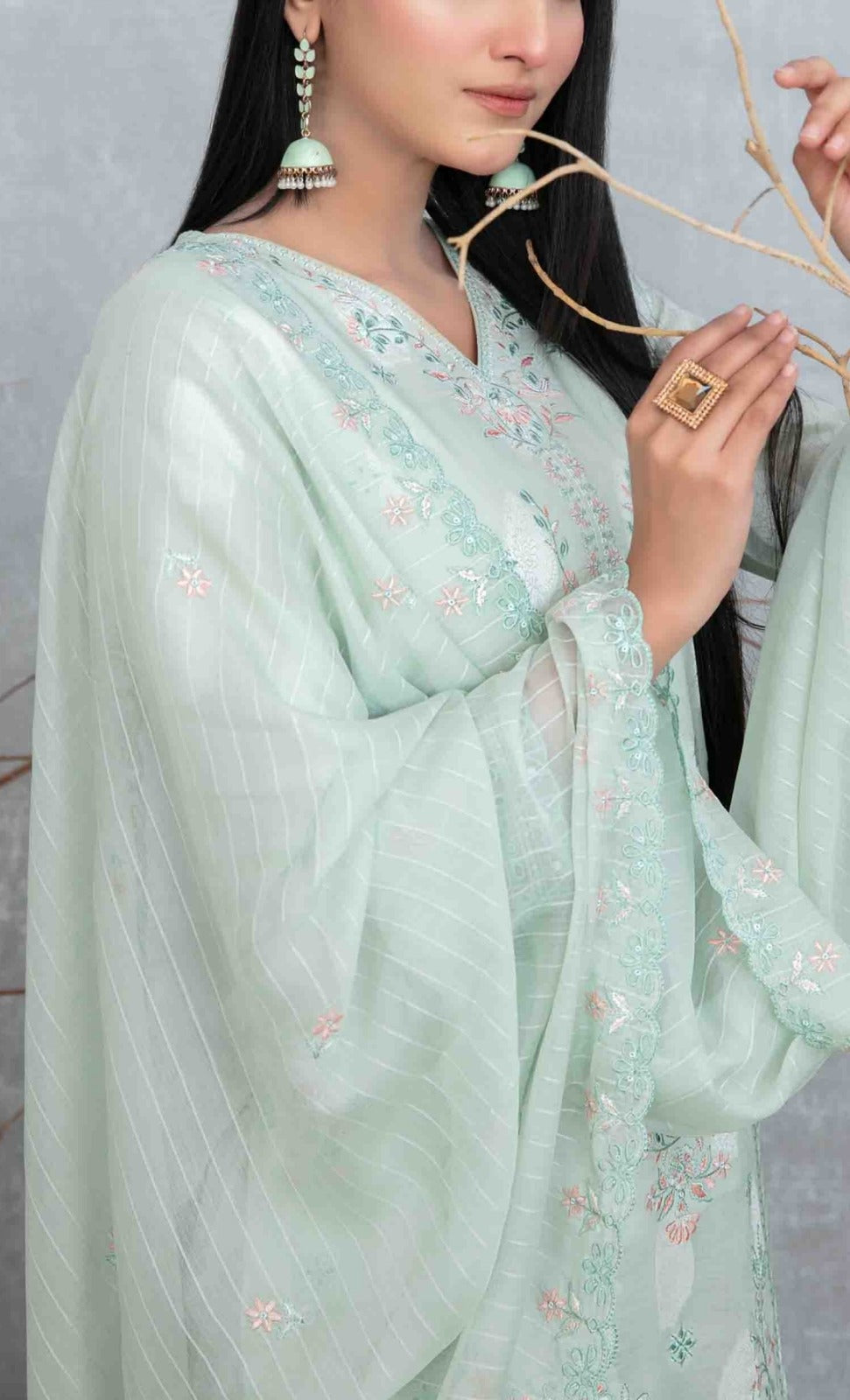 Sea Green 3pc Lawn Suit