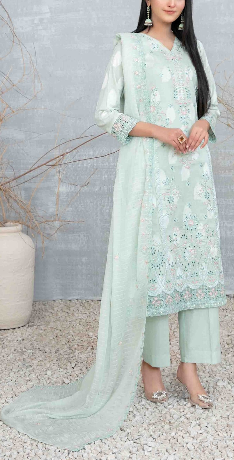Sea Green 3pc Lawn Suit