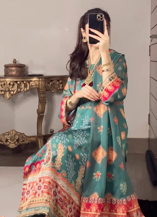 Leaf Green 3pc Silk Suit