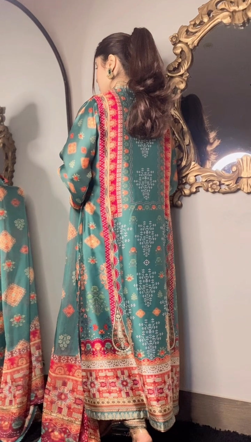 Leaf Green 3pc Silk Suit