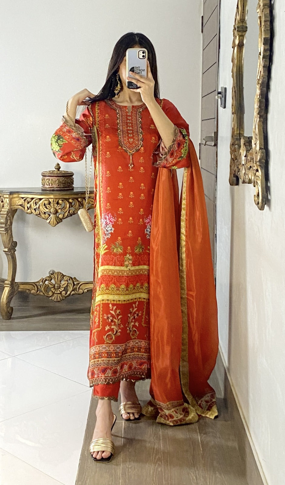 Orange Silk 3pc Suit