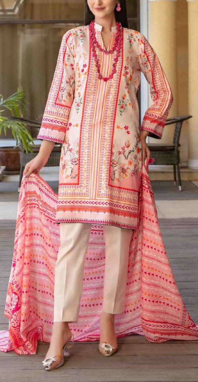 Pink 3pc Lawn Suit