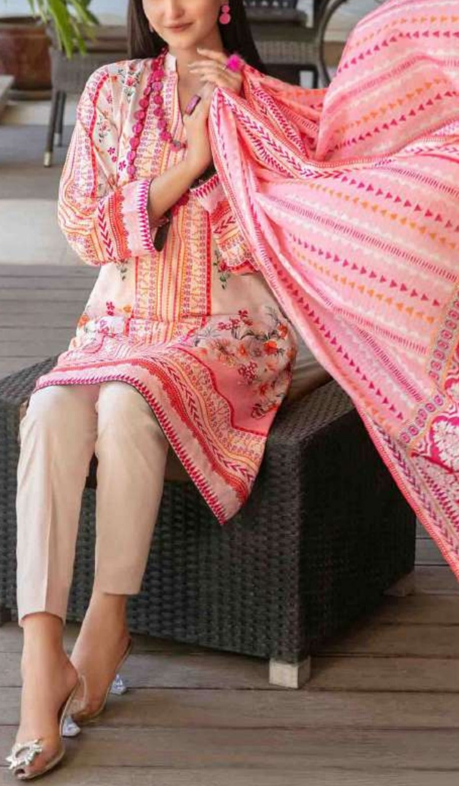 Pink 3pc Lawn Suit