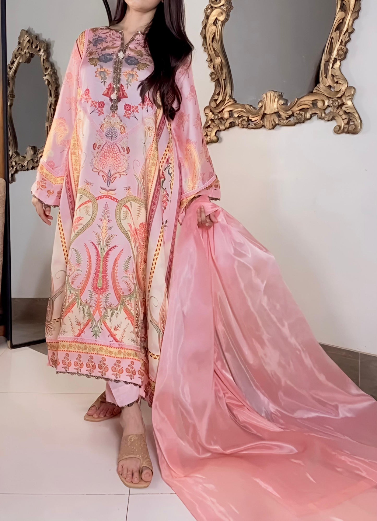 Pink 3pc Silk Suit