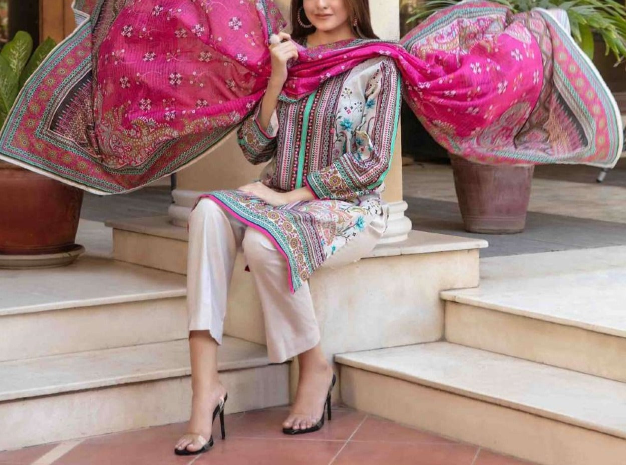 Beige 3pc Lawn Suit