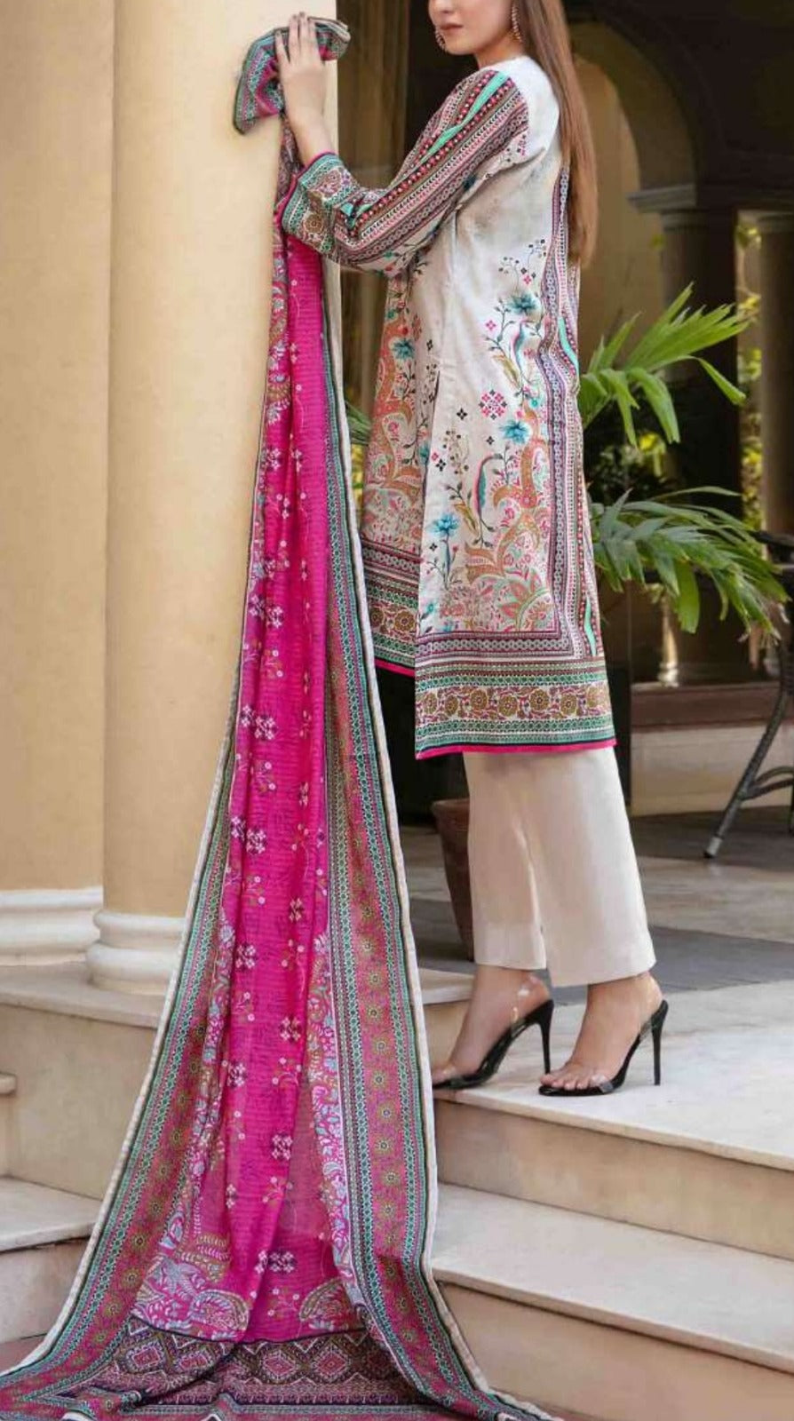 Beige 3pc Lawn Suit