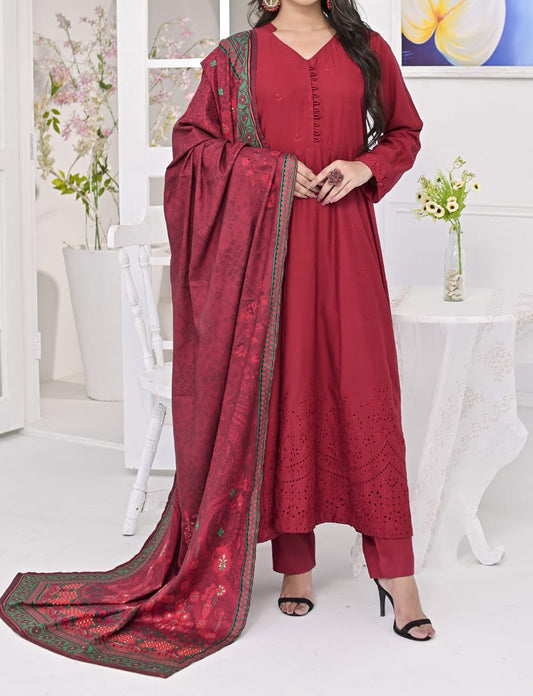 Red 3pc Linen Suit
