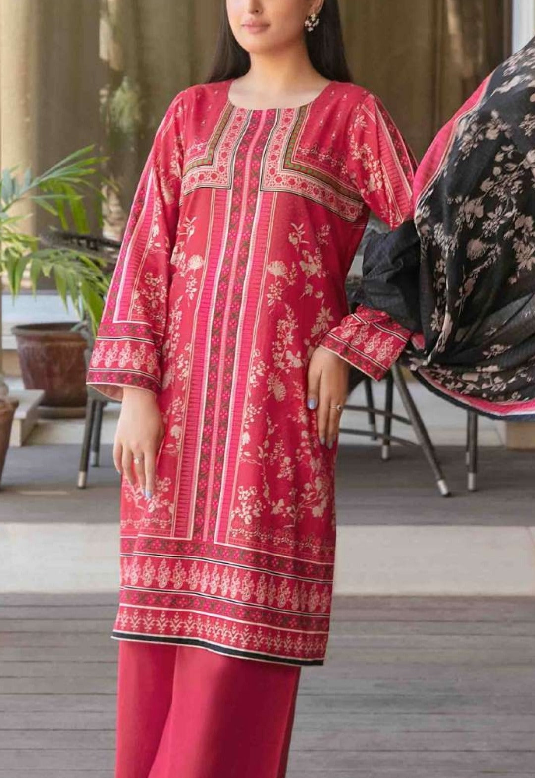 Red 3pc Lawn Suit