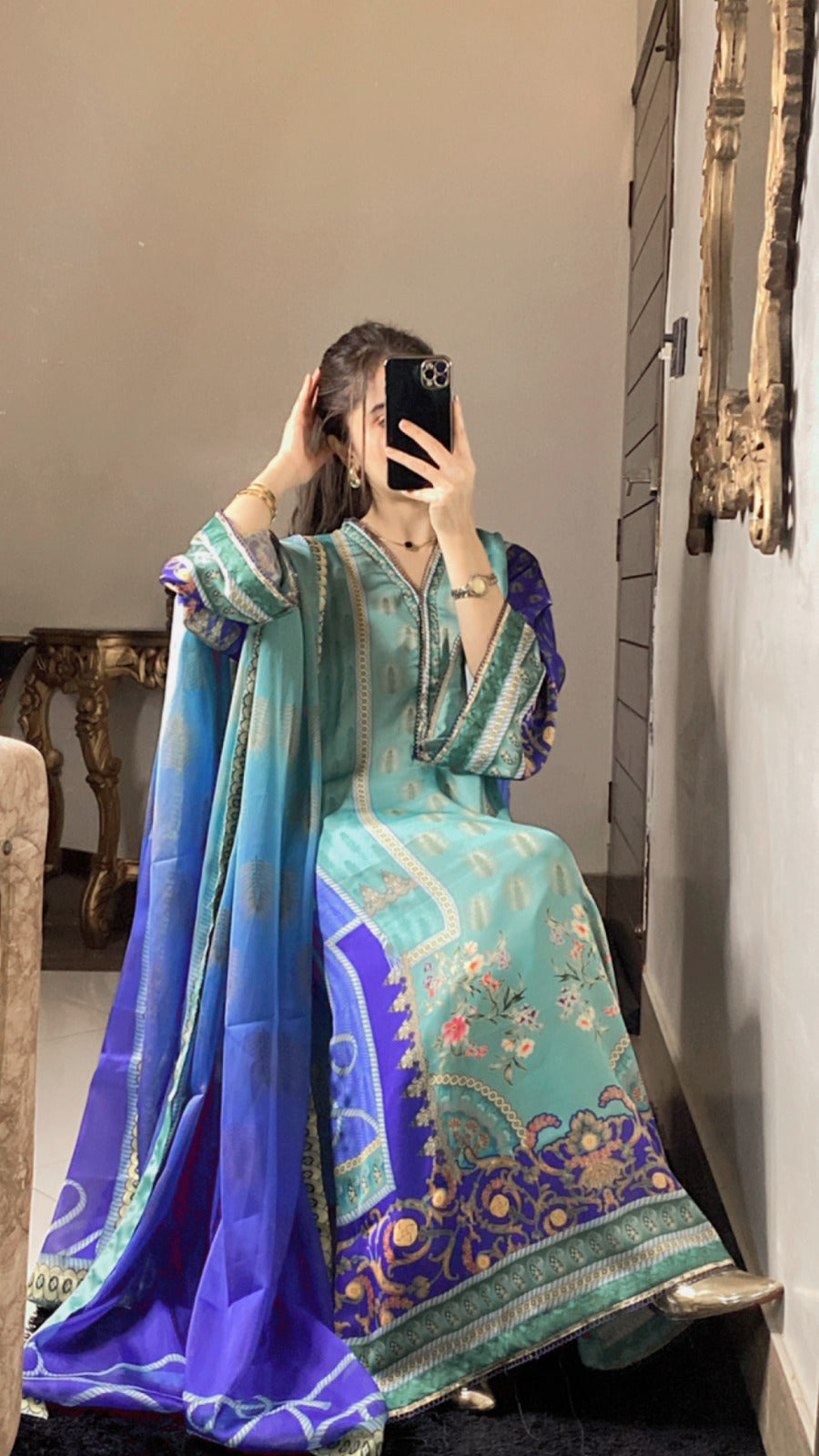 Sea Blue Silk 3pc Suit