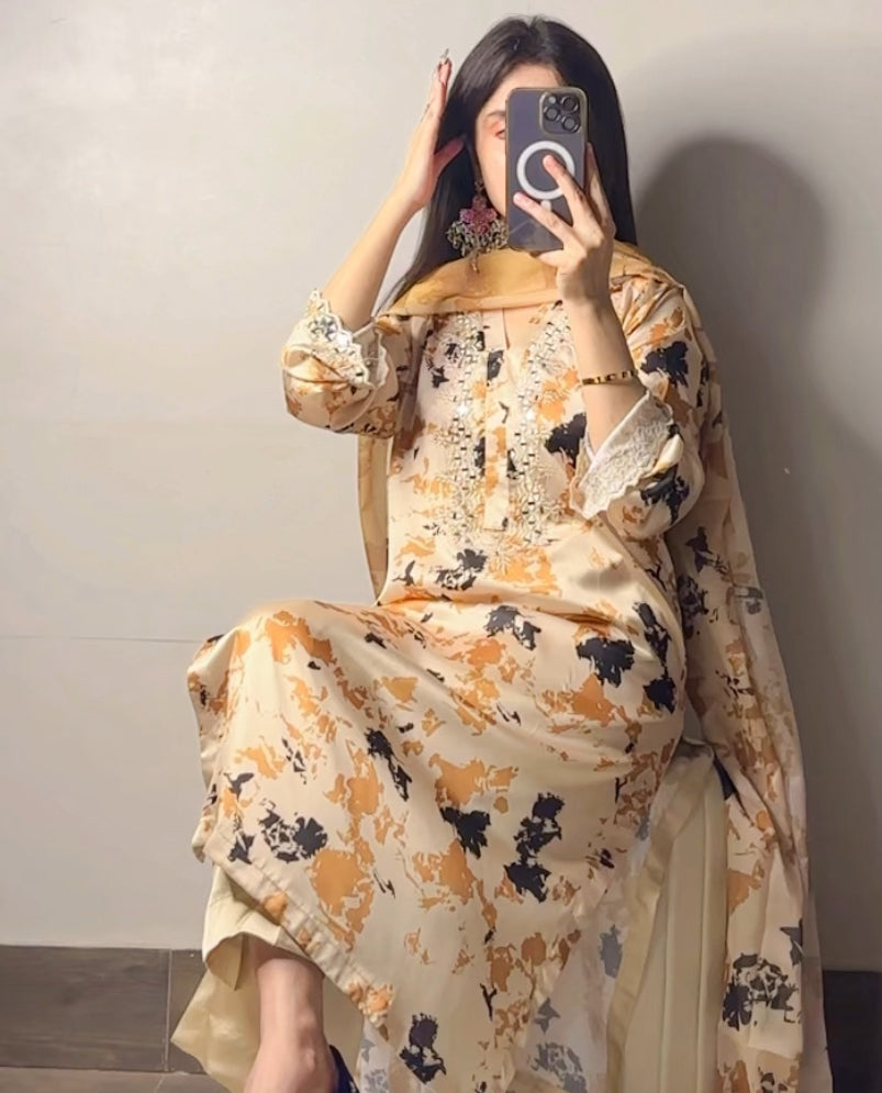 Tan Tye Dye 3pc Suit