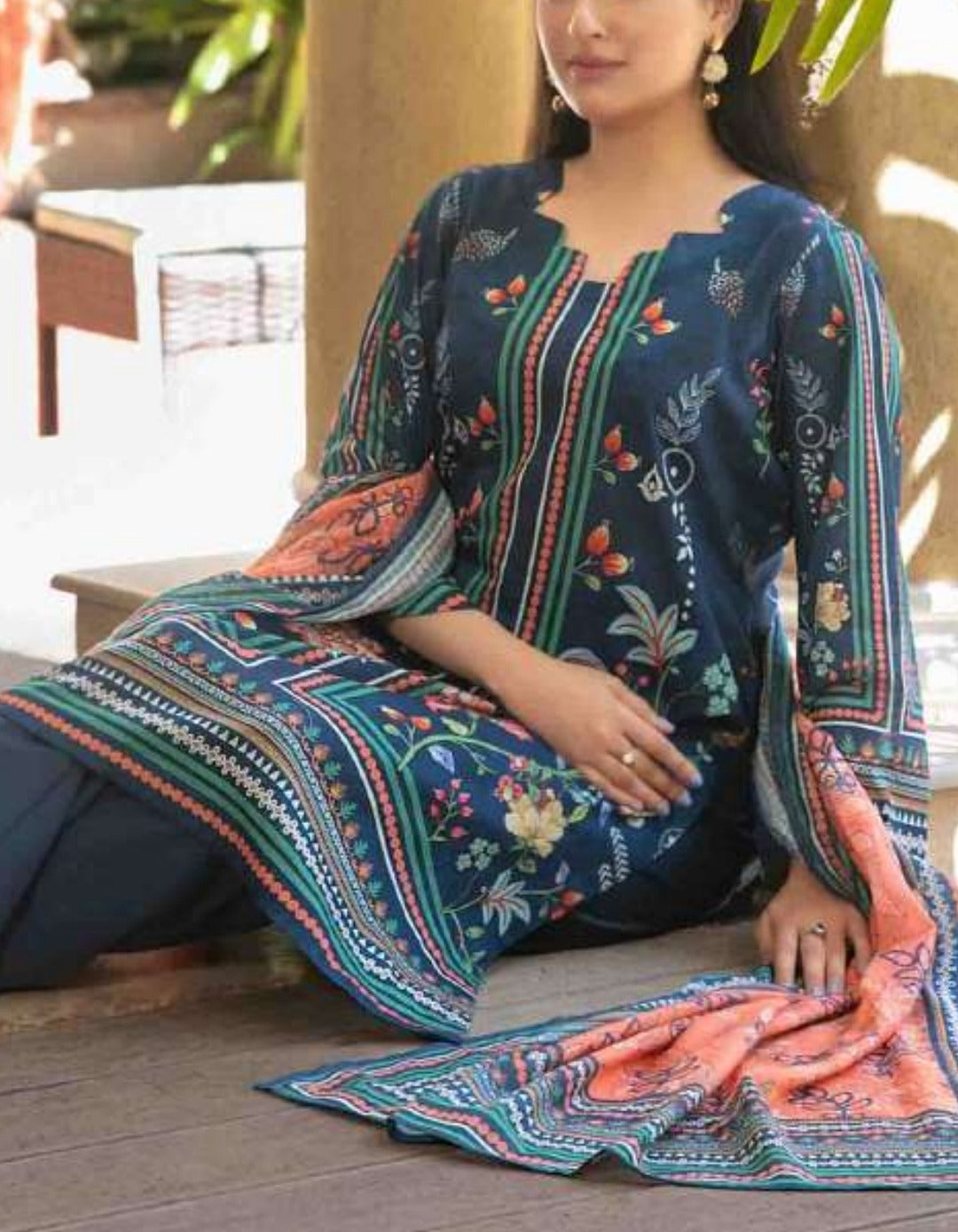 Blue 3pc Lawn Suit