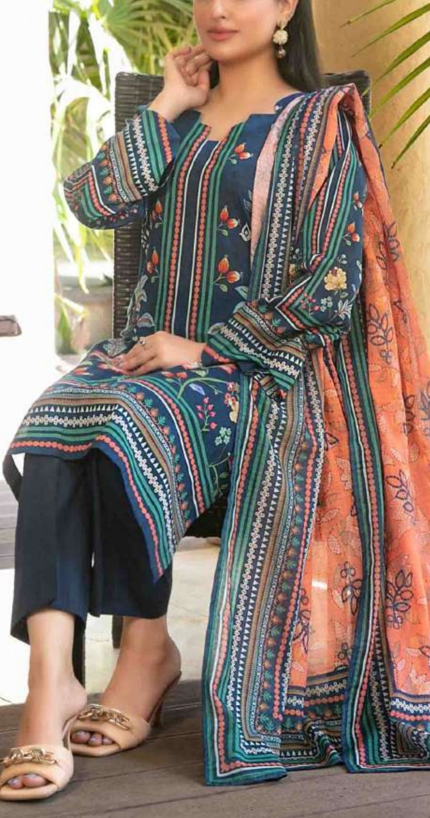 Blue 3pc Lawn Suit