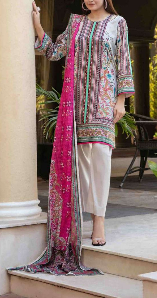 Beige 3pc Lawn Suit